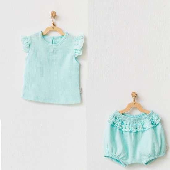 Somthing Pretty Baby Girl ,Mint T-Shirt and Short , Organic Baby Clothes