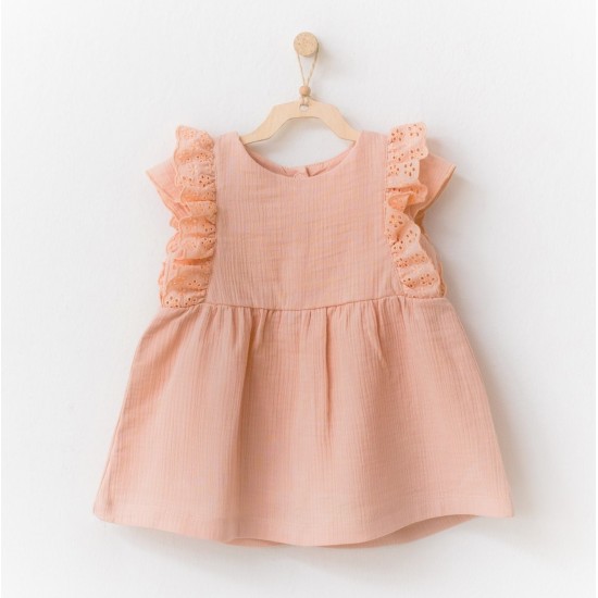 Somthing Pretty Salmon Baby Girl Dress , Baby Girl Outfit , Organic Baby Clothes