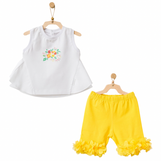 HELLO SUNSHINE GIRL . T-Shirt and  Yellow Short , Organic Baby Clothes