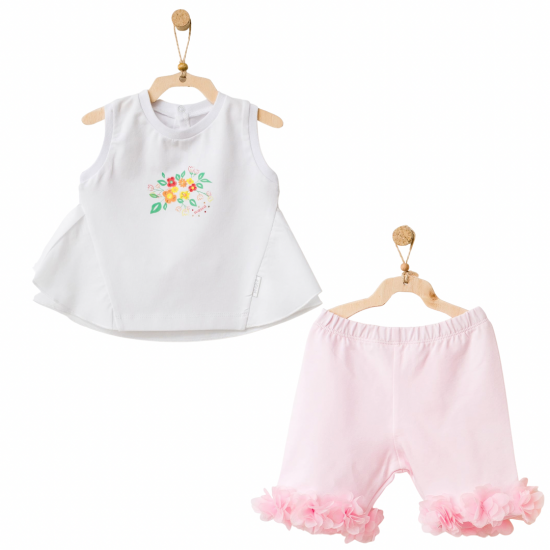 HELLO SUNSHINE GIRL . T-Shirt and  Pink Short , Organic Baby Clothes